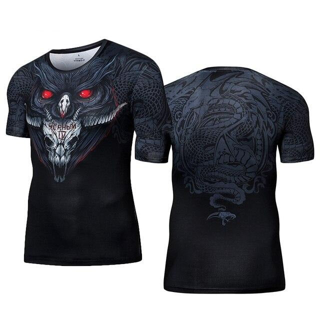 T-Shirt ajusté à manches courtes motif occulte pour MMA ou fitness