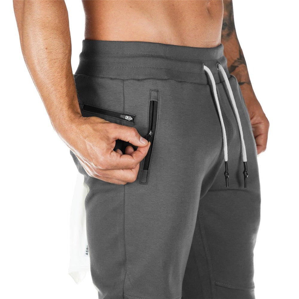 Jogging gris avec poche pour téléphone portable pour crossfit, calisthenics ou fitness