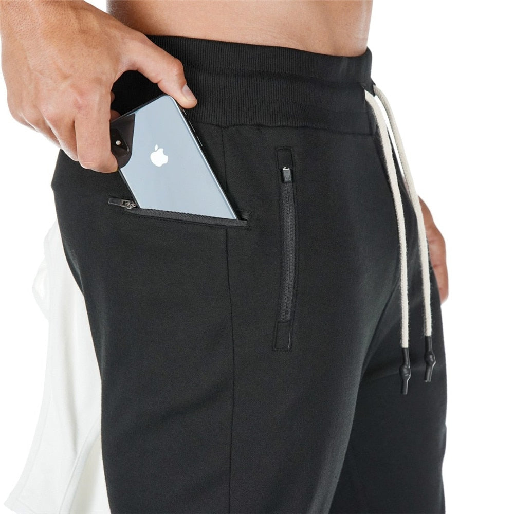 Jogging noir avec poche pour téléphone portable pour crossfit, calisthenics ou fitness