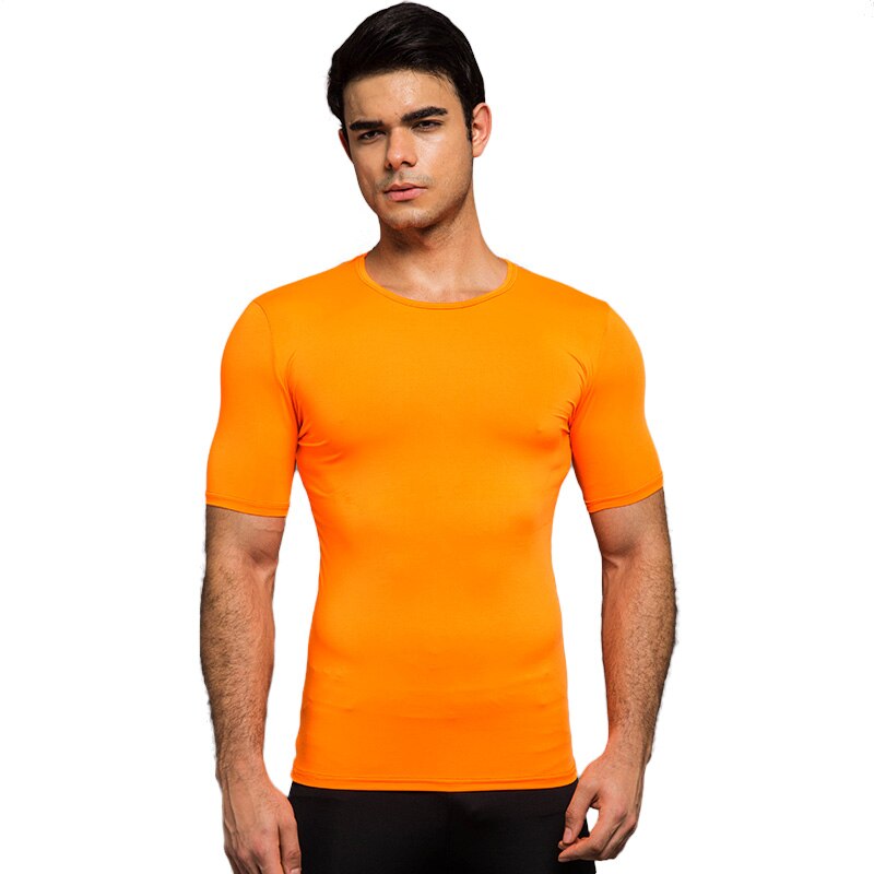 T-Shirt ajusté à manches courtes orange pour crossfit, calisthenics ou fitness