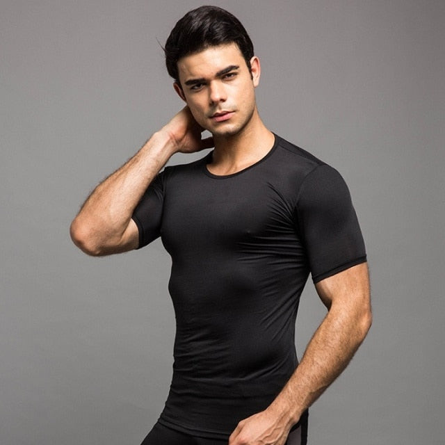 T-Shirt ajusté à manches courtes noir pour crossfit, calisthenics ou fitness