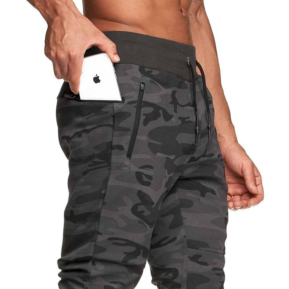 Jogging premium tapered camouflé gris pour crossfit, calisthenics ou fitness