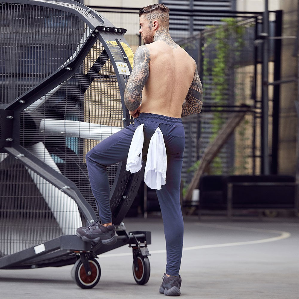 Jogging premium tapered bleu pour crossfit, calisthenics ou fitness