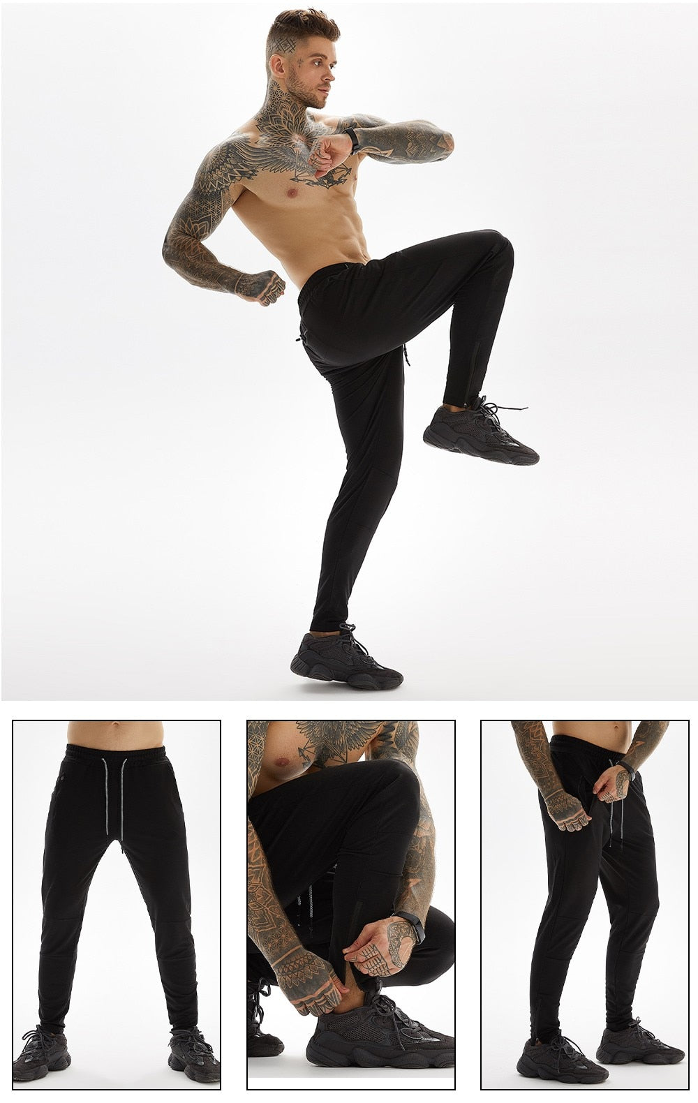 Jogging premium tapered noir pour crossfit, calisthenics ou fitness