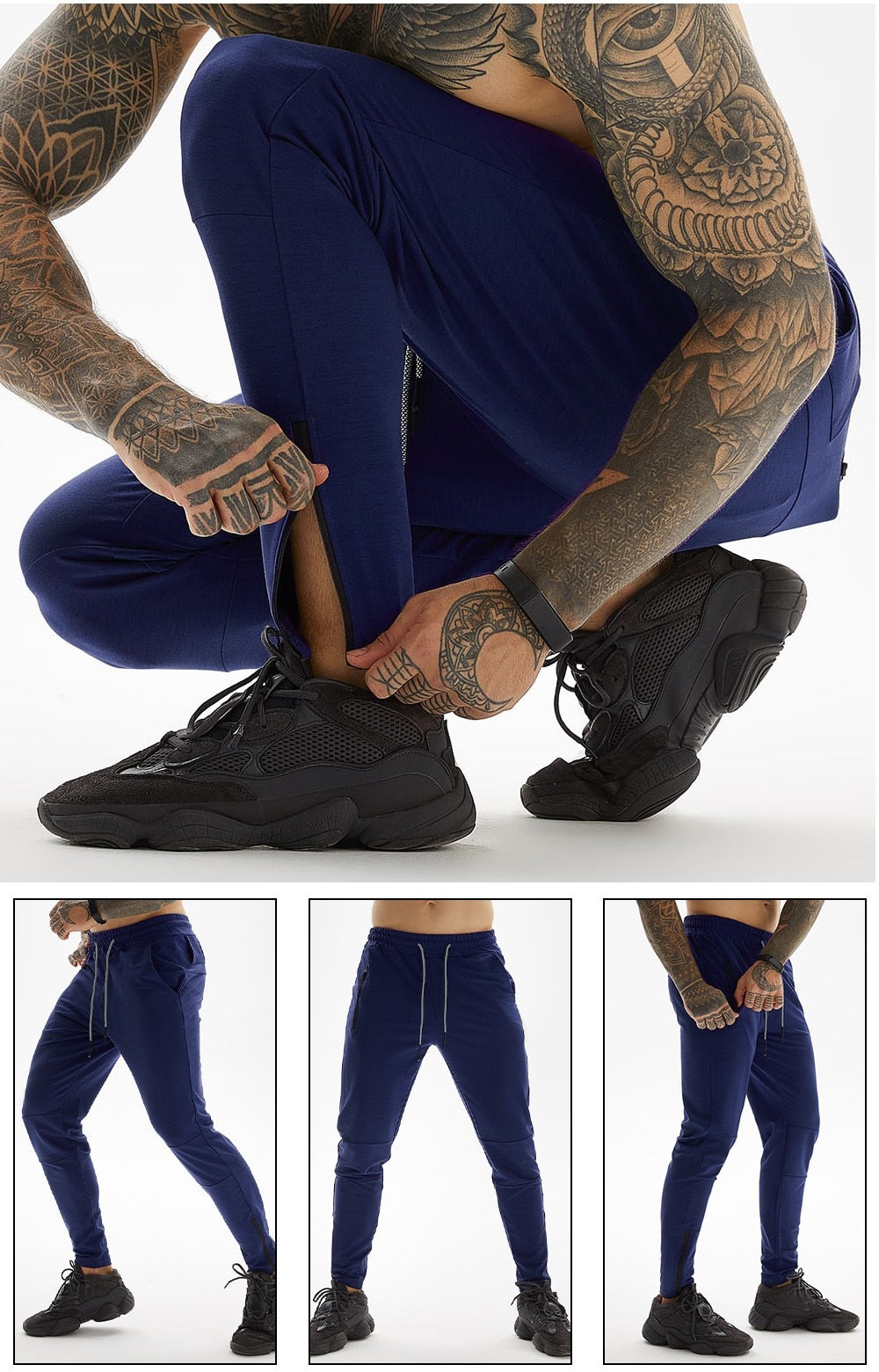 Jogging premium tapered bleu pour crossfit, calisthenics ou fitness