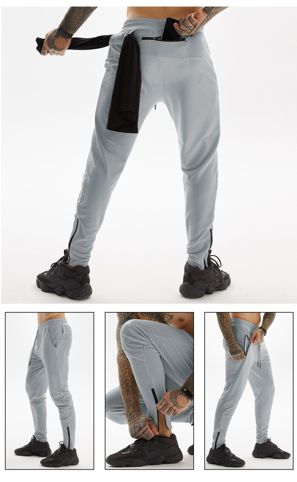 Jogging premium tapered gris pour crossfit, calisthenics ou fitness