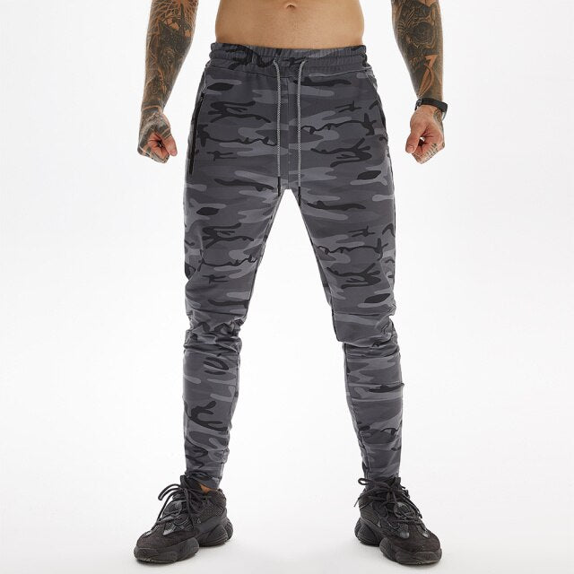 Jogging premium tapered camouflé gris pour crossfit, calisthenics ou fitness