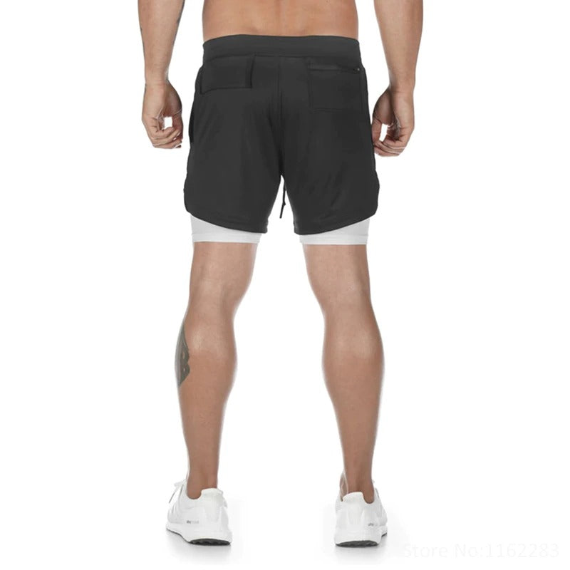 Short court 2 en 1 noir et blanc pour crossfit, calisthenics ou fitness